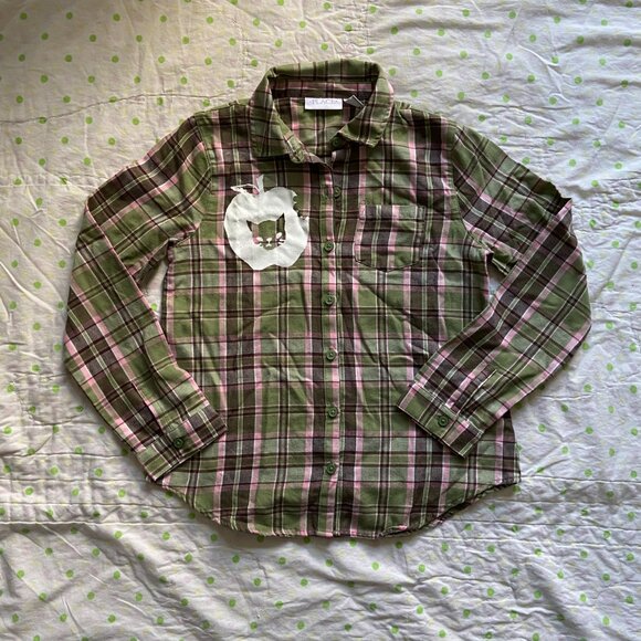 Screenprinted original design children's place green, pink and brown plaid - Picture 8 of 8